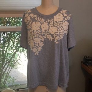 Embroidered super soft light blue T-shirt